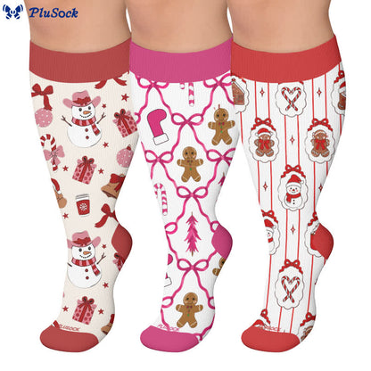 Kompressionsstrümpfe mit Lebkuchen-Schneemann-Motiv in Übergröße - image 0
