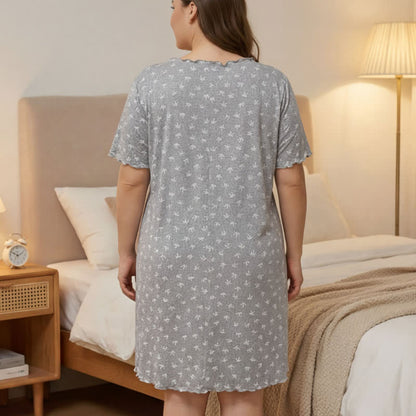 Nachthemd mit kleinem Blumenmuster und Schleifenbesatz - image 3