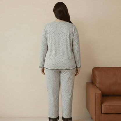 Elegantes Pyjama-Set aus Spitze mit Blumenmuster - image 2