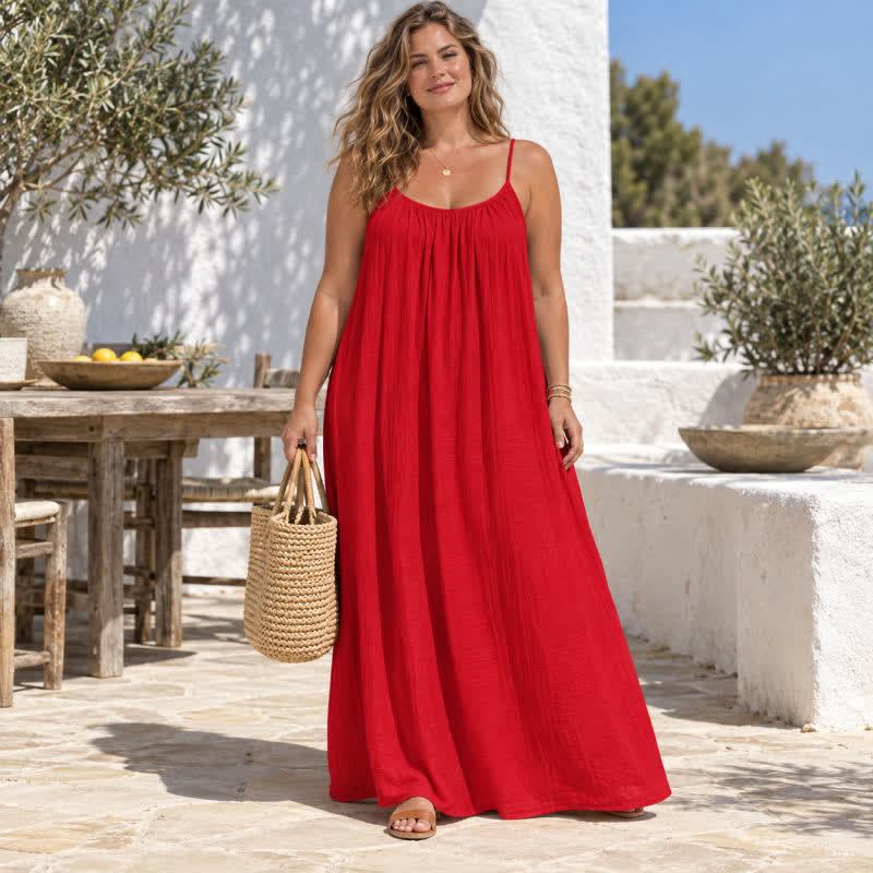 Maxikleid mit offenem Rücken - Rot - 5XL - image 4