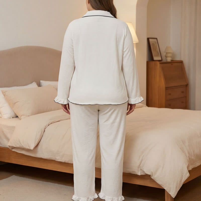 Pyjama-Set mit kontrastfarbenem Besatz - image 3