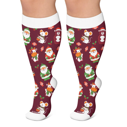 Kompressionsstrümpfe mit Weihnachtsmotiven in Übergröße - Wein - 4XL - image 4