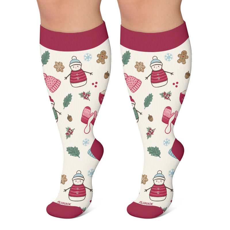 Kompressionsstrümpfe mit Weihnachtsmotiven in Übergröße - Beige - 4XL - image 5