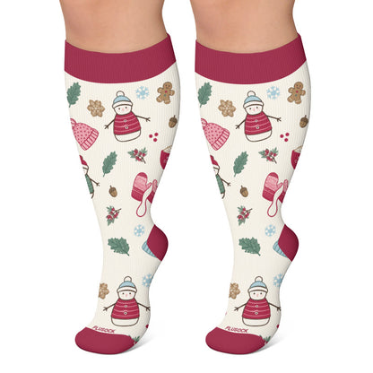 Kompressionsstrümpfe mit Weihnachtsmotiven in Übergröße - Beige - 4XL - image 5