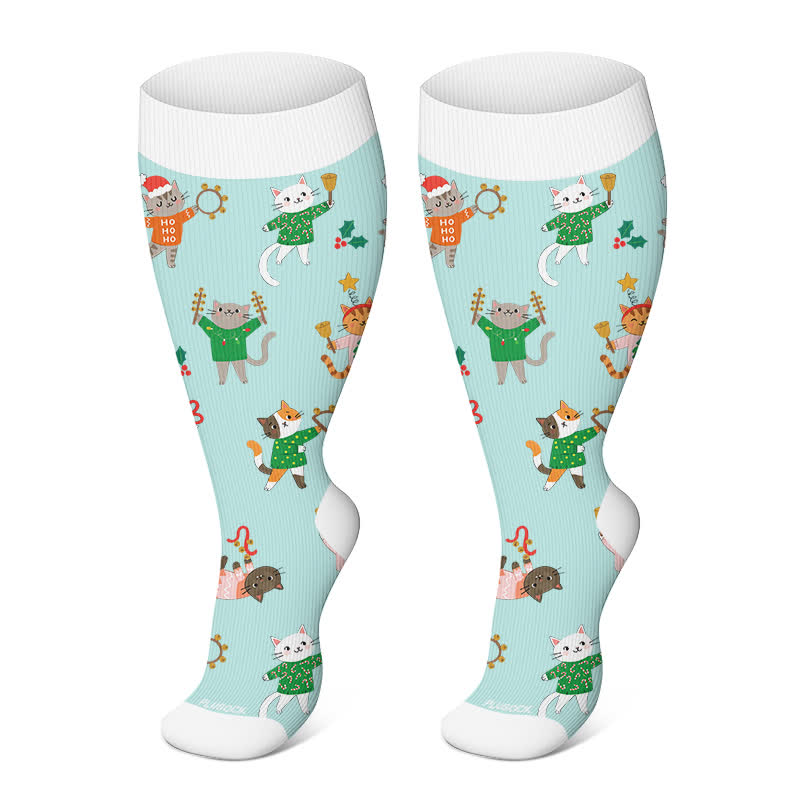 Weihnachtskompressionsstrümpfe in Übergröße mit Tiermotiven - Grün - 4XL - image 6