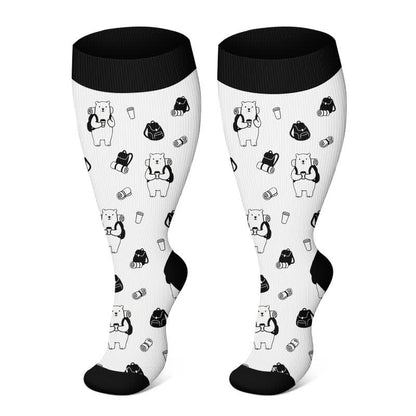 Niedliche Pinguin-Kompressionsstrümpfe in Übergröße - Weiß - 4XL - image 4