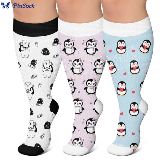 Niedliche Pinguin-Kompressionsstrümpfe in Übergröße - image 0