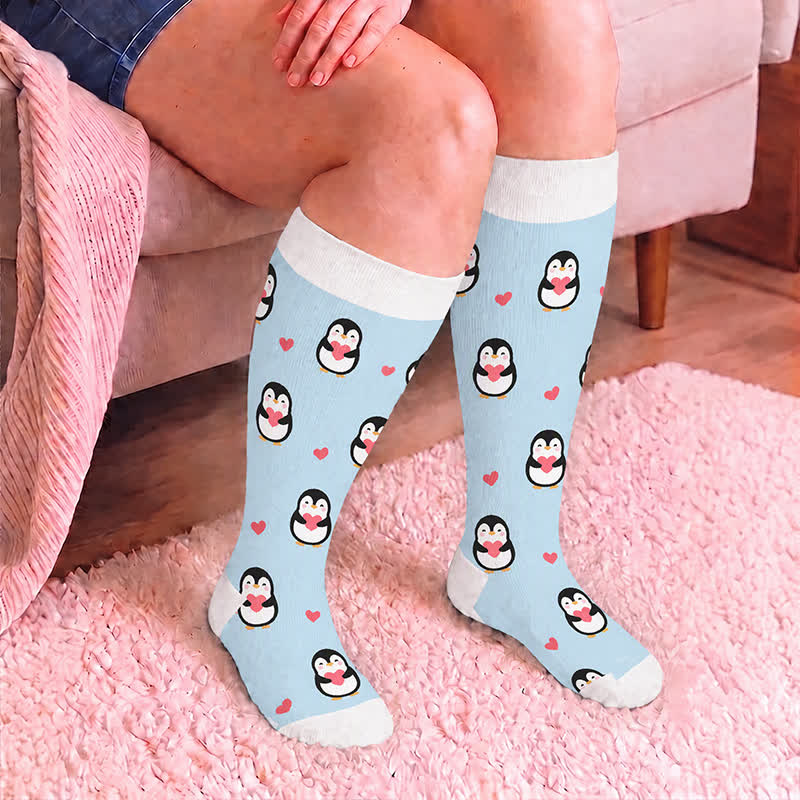 Niedliche Pinguin-Kompressionsstrümpfe in Übergröße - image 2
