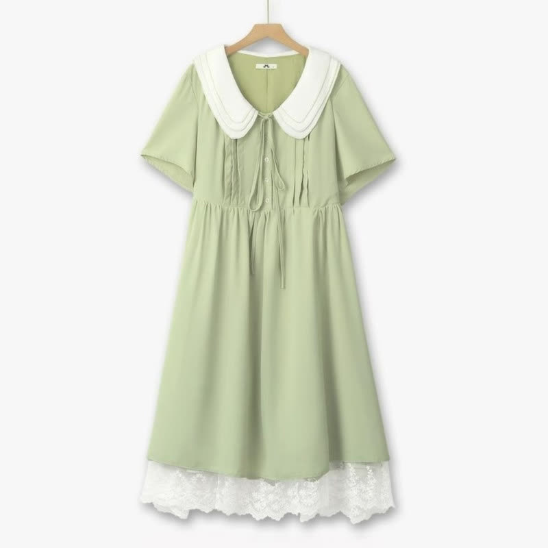 Süßes Midikleid mit Peter-Pan-Kragen - Grün - 6XL - image 0