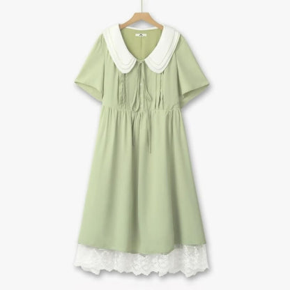 Süßes Midikleid mit Peter-Pan-Kragen - Grün - 6XL - image 0