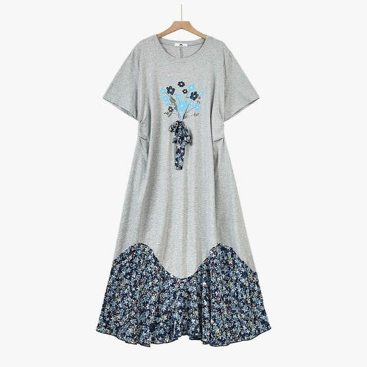Lässiges Midikleid mit Blumenmuster - Grau - 6XL - image 0