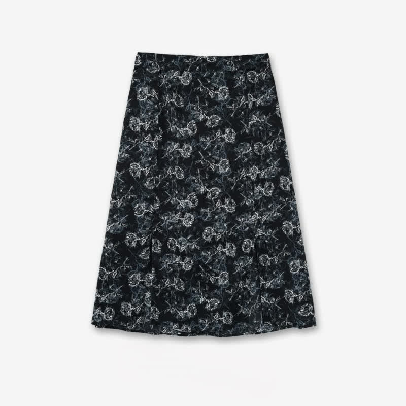 Schwarzes zweiteiliges Rock-Set mit Blumenmuster in Übergröße - Midi-Rock - 6XL - image 2
