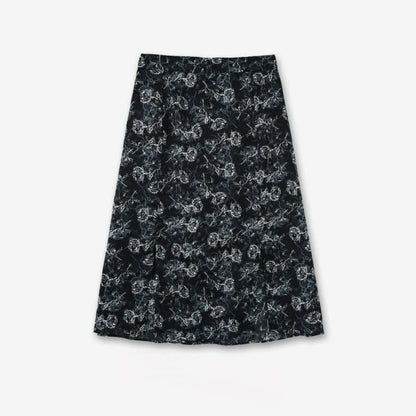 Schwarzes zweiteiliges Rock-Set mit Blumenmuster in Übergröße - Midi-Rock - 6XL - image 2
