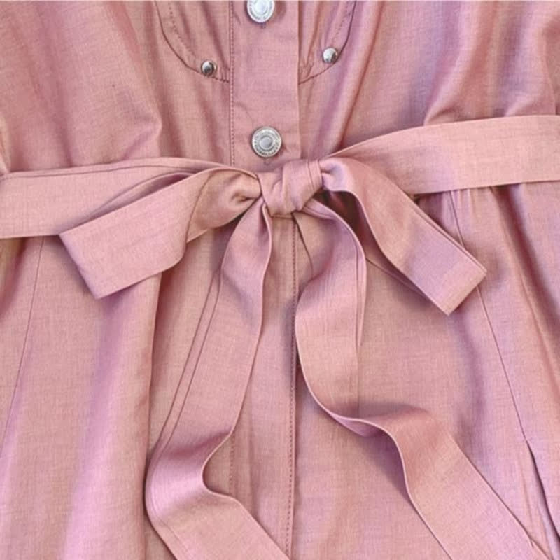 Rosa Midikleid mit Gürtel - image 3