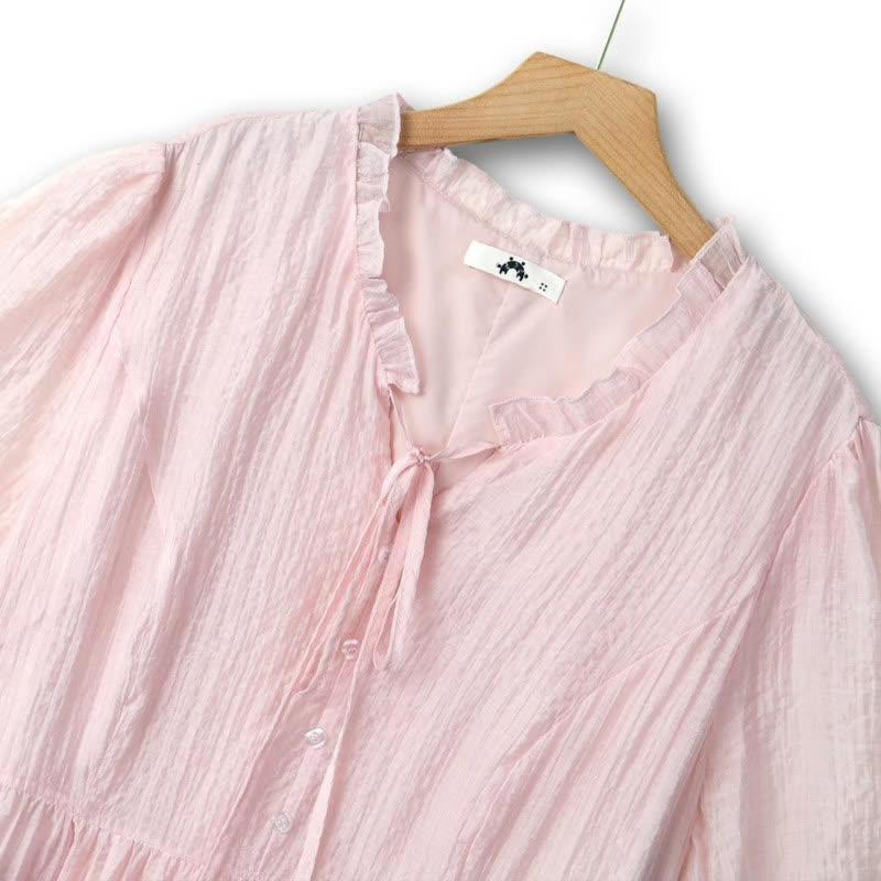 Plus Size Rüschen-Midikleid mit Bindeband - image 1