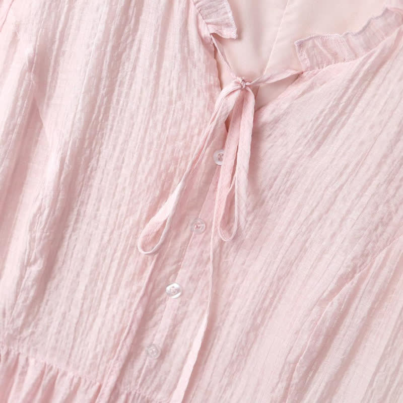 Plus Size Rüschen-Midikleid mit Bindeband - image 2