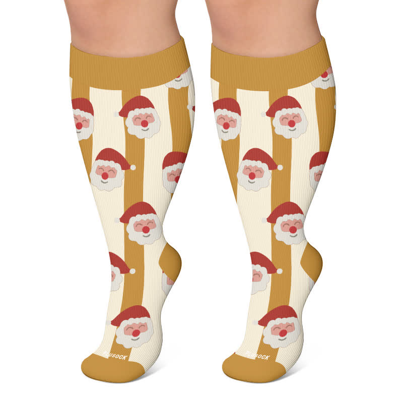 Kompressionsstrümpfe mit Weihnachtsmann-Elch-Streifen in Übergröße - Gelb - 4XL - image 4