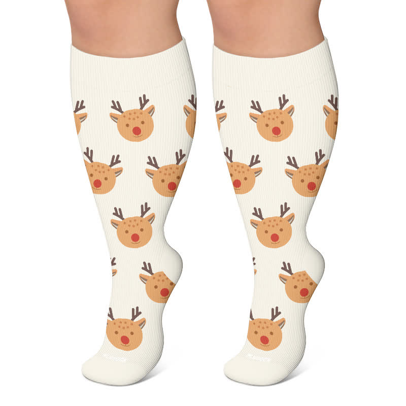 Kompressionsstrümpfe mit Weihnachtsmotiven in Übergröße - Weiß - 4XL - image 5