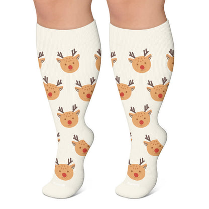 Kompressionsstrümpfe mit Weihnachtsmotiven in Übergröße - Weiß - 4XL - image 5