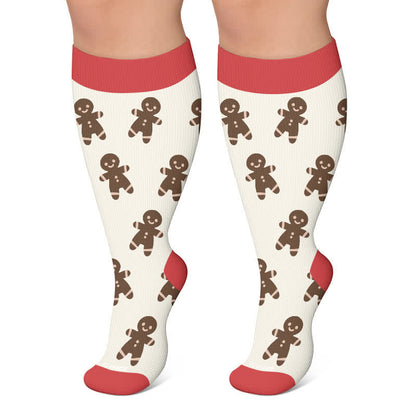 Kompressionsstrümpfe mit Weihnachtsmotiven in Übergröße - Rot - 4XL - image 6