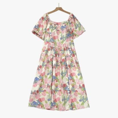 Plus Size Blumen-Midikleid - Rosa - 7XL - image 0