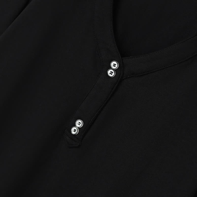 Bluse in Übergröße mit Knopfleiste und V-Ausschnitt aus Baumwollmischgewebe - image 4