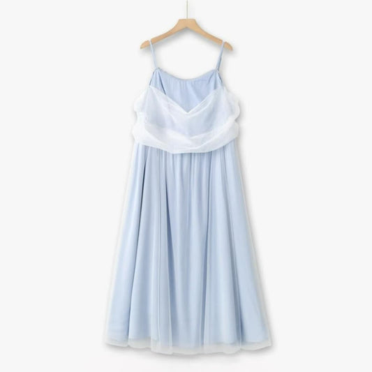 Plus Size Midikleid mit transparentem Überwurf - Blau - 6XL - image 0