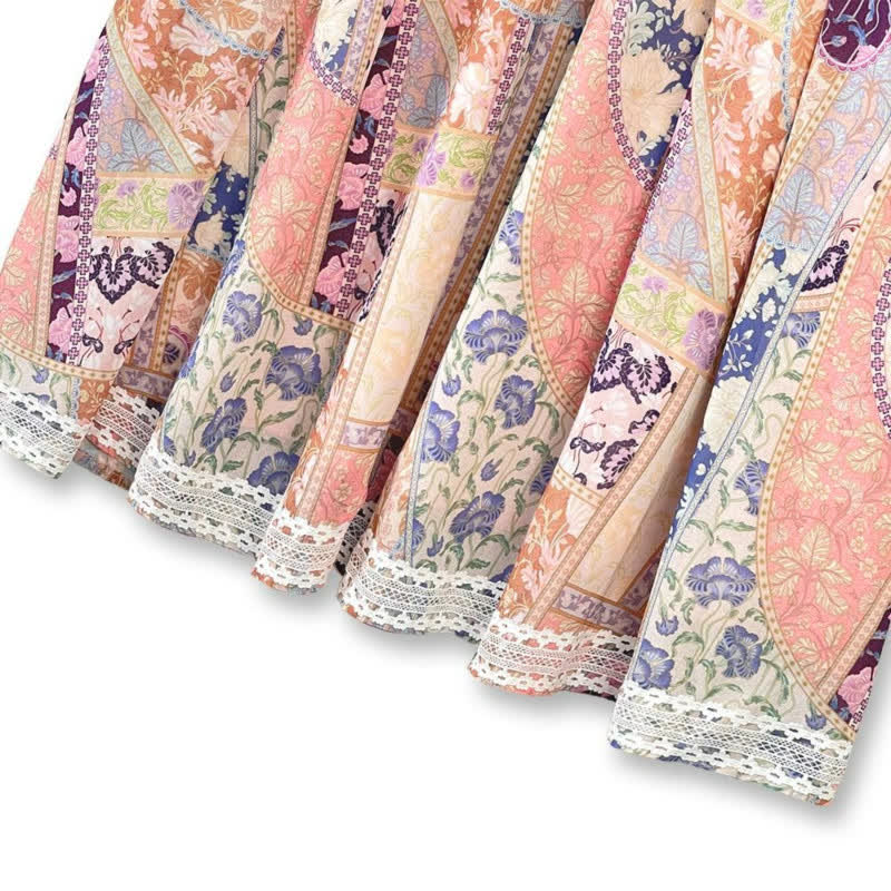 Vintage Patchwork Blumen Midikleid - image 3