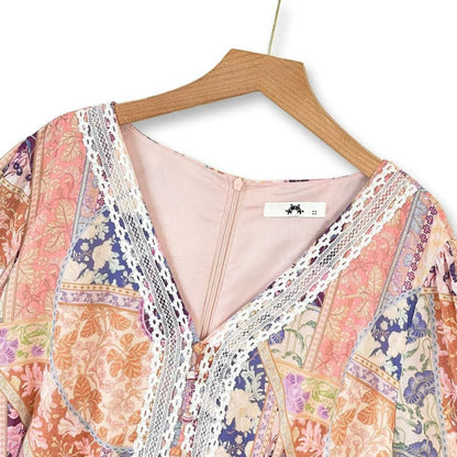 Vintage Patchwork Blumen Midikleid - image 1
