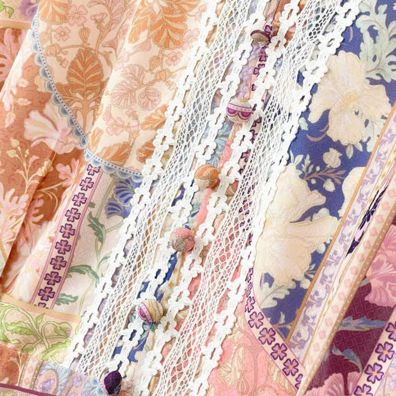 Vintage Patchwork Blumen Midikleid - image 4