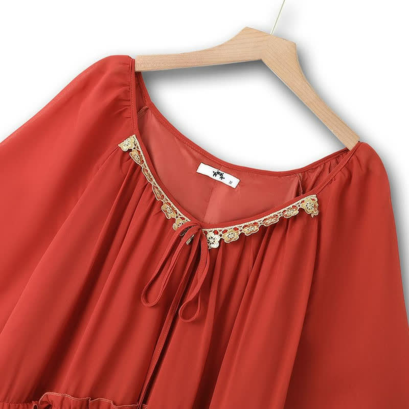 Boho-Maxikleid mit Spitzenbesatz - image 1