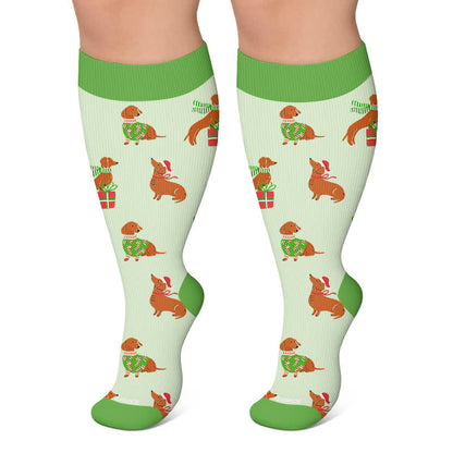 Weihnachts-Kompressionsstrümpfe in Übergröße für Tierpartys - Grün - 4XL - image 5