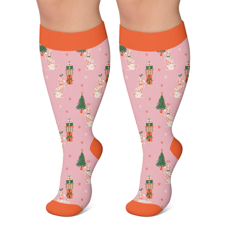 Weihnachts-Kompressionsstrümpfe in Übergröße für Tierpartys - Rosa - 4XL - image 4