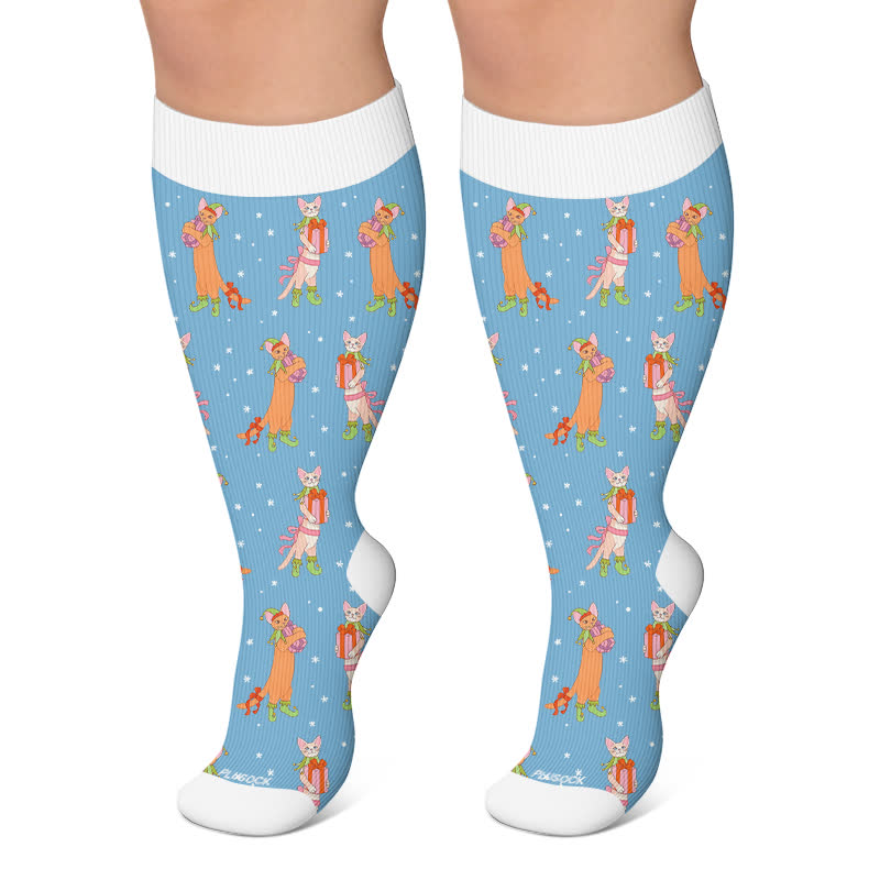Weihnachts-Kompressionsstrümpfe in Übergröße für Tierpartys - Blau - 4XL - image 6