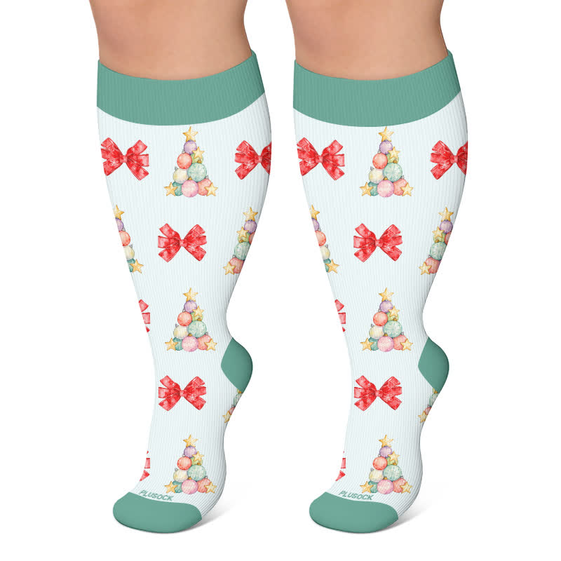 Kompressionsstrümpfe mit Weihnachtsmuster in Übergröße - Blau - 4XL - image 4