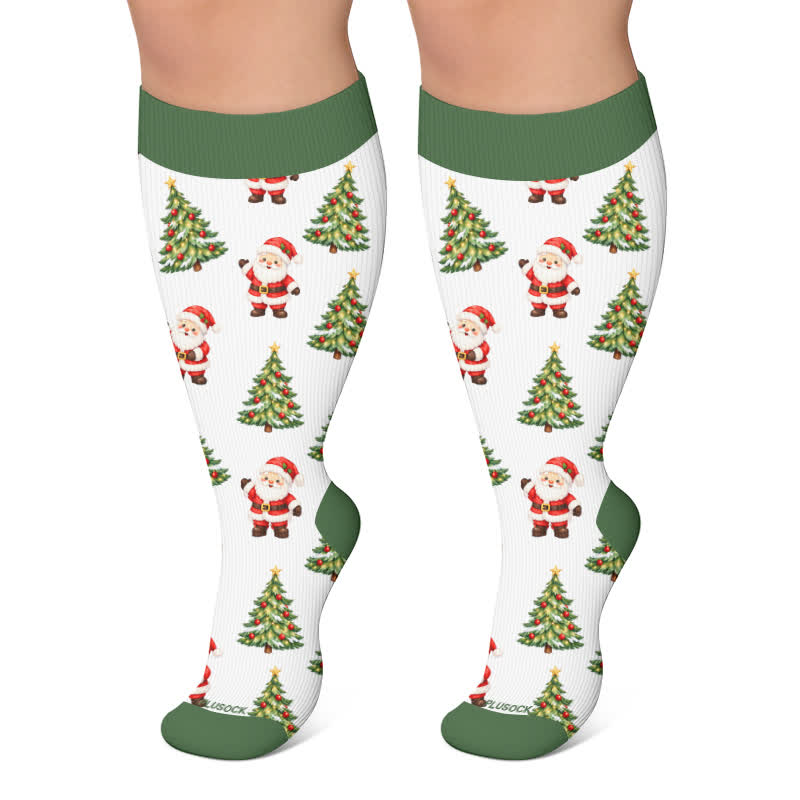 Kompressionsstrümpfe mit Weihnachtsmuster in Übergröße - Grün - 4XL - image 5