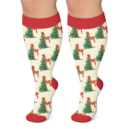 Kompressionsstrümpfe mit Weihnachtsmuster in Übergröße - Rot - 4XL - image 6