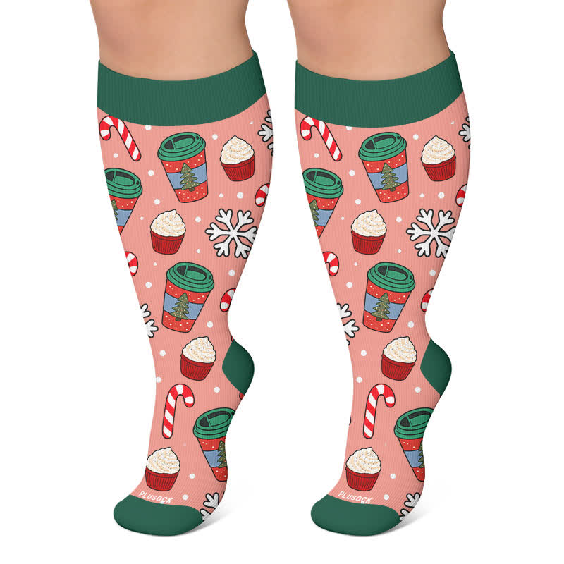 Weihnachts-Kompressionsstrümpfe in Übergröße - Rot - 4XL - image 5