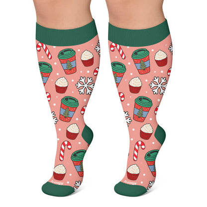 Weihnachts-Kompressionsstrümpfe in Übergröße - Rot - 4XL - image 5