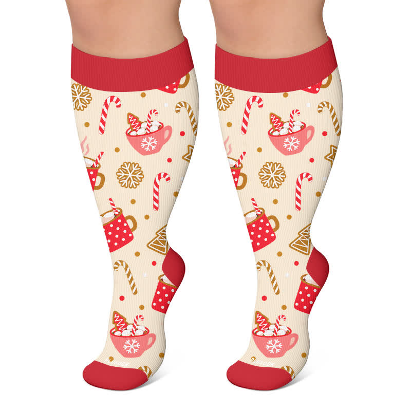 Weihnachts-Kompressionsstrümpfe in Übergröße - Aprikose - 4XL - image 4