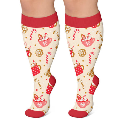Weihnachts-Kompressionsstrümpfe in Übergröße - Aprikose - 4XL - image 4