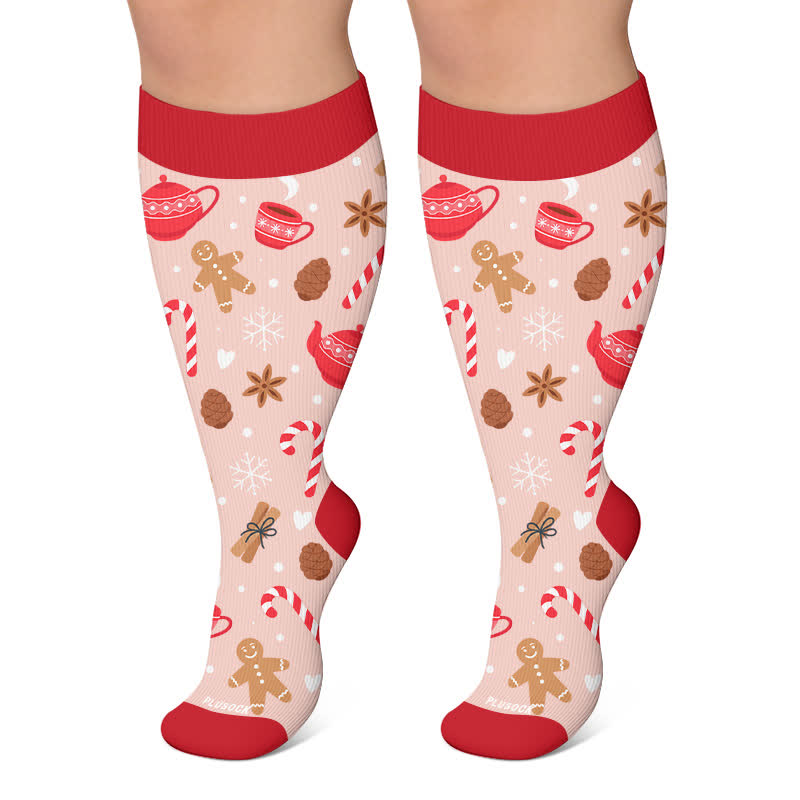 Weihnachts-Kompressionsstrümpfe in Übergröße - Rosa - 4XL - image 6