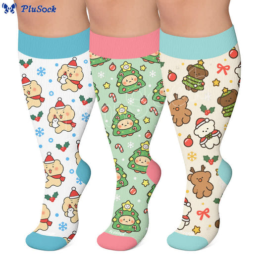 Weihnachtsbär-Kompressionsstrümpfe in Übergröße - image 0