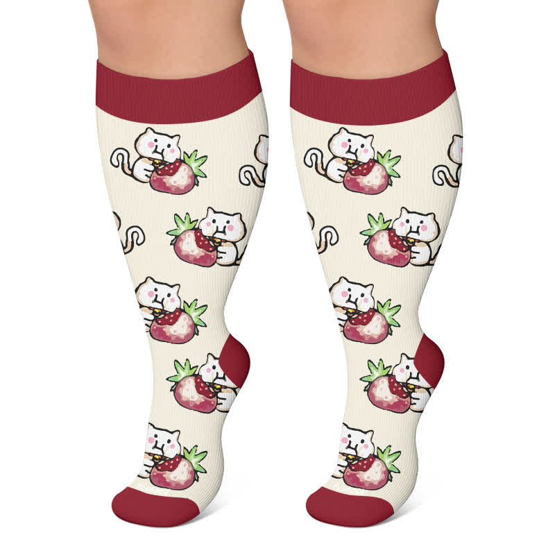 Kompressionsstrümpfe mit Tier- und Fruchtmotiven in Übergröße - Beige - 4XL - image 6