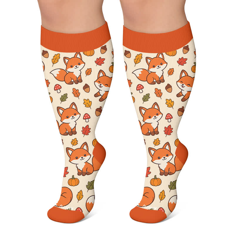 Kompressionsstrümpfe in Übergröße mit Herbstmotiven und Blättern - Orange - 4XL - image 5