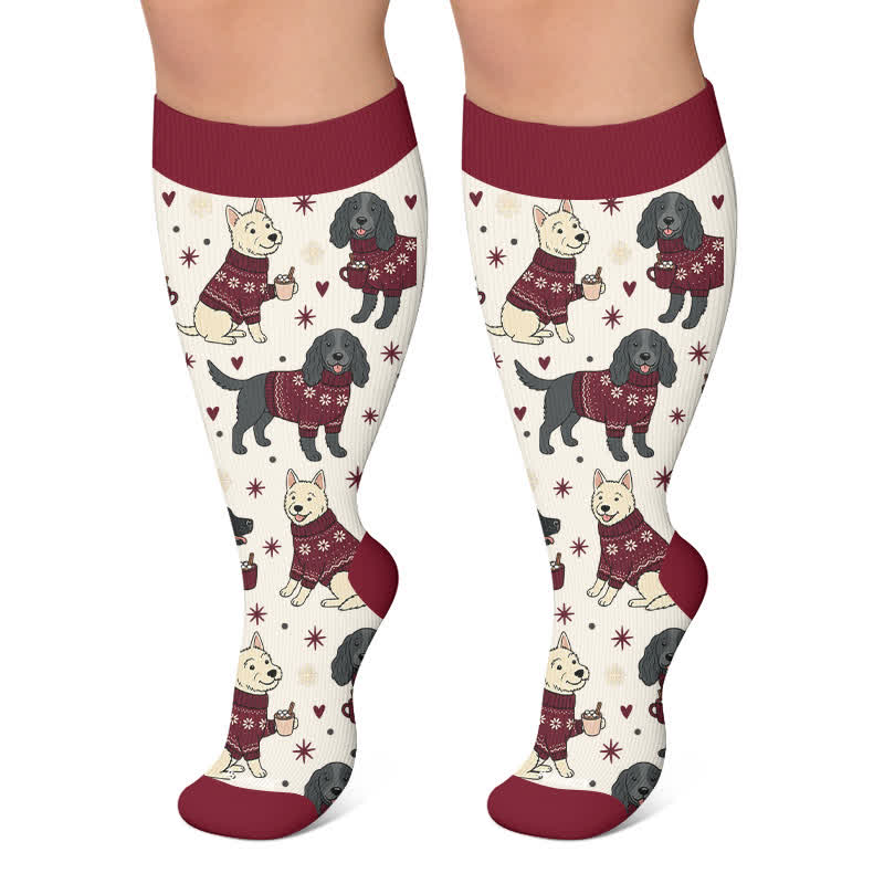 Weihnachtsschmetterlings-Kompressionssocken für Hunde in Übergröße - Wein - 4XL - image 5