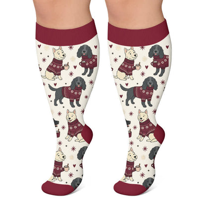 Weihnachtsschmetterlings-Kompressionssocken für Hunde in Übergröße - Wein - 4XL - image 5