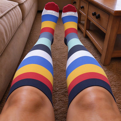 Regenbogenstreifen-Kompressionsstrümpfe in Übergröße - image 2