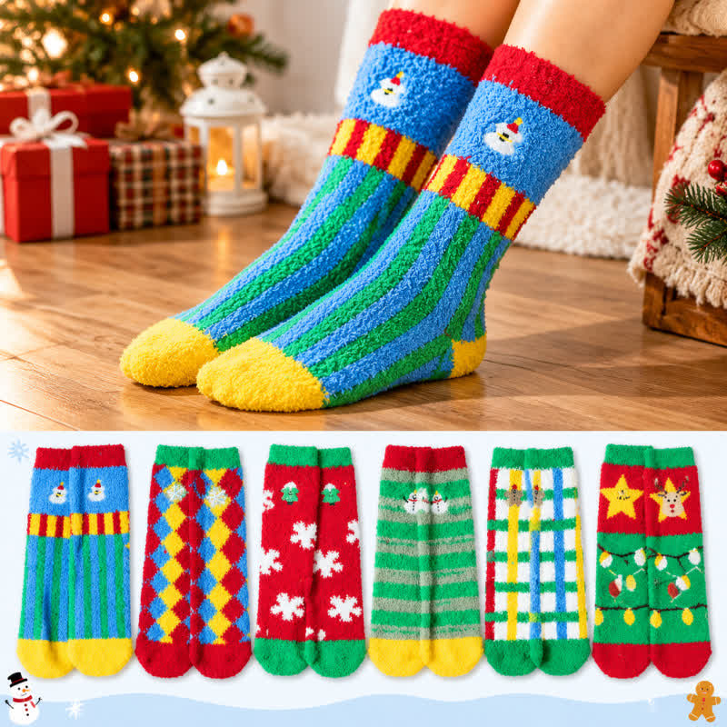 Festliche, flauschige Karosocken (6 Paar) - Mehrfarbig - EU36-42 (US3-8,5) - image 0