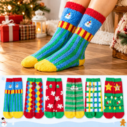 Festliche, flauschige Karosocken (6 Paar) - Mehrfarbig - EU36-42 (US3-8,5) - image 0